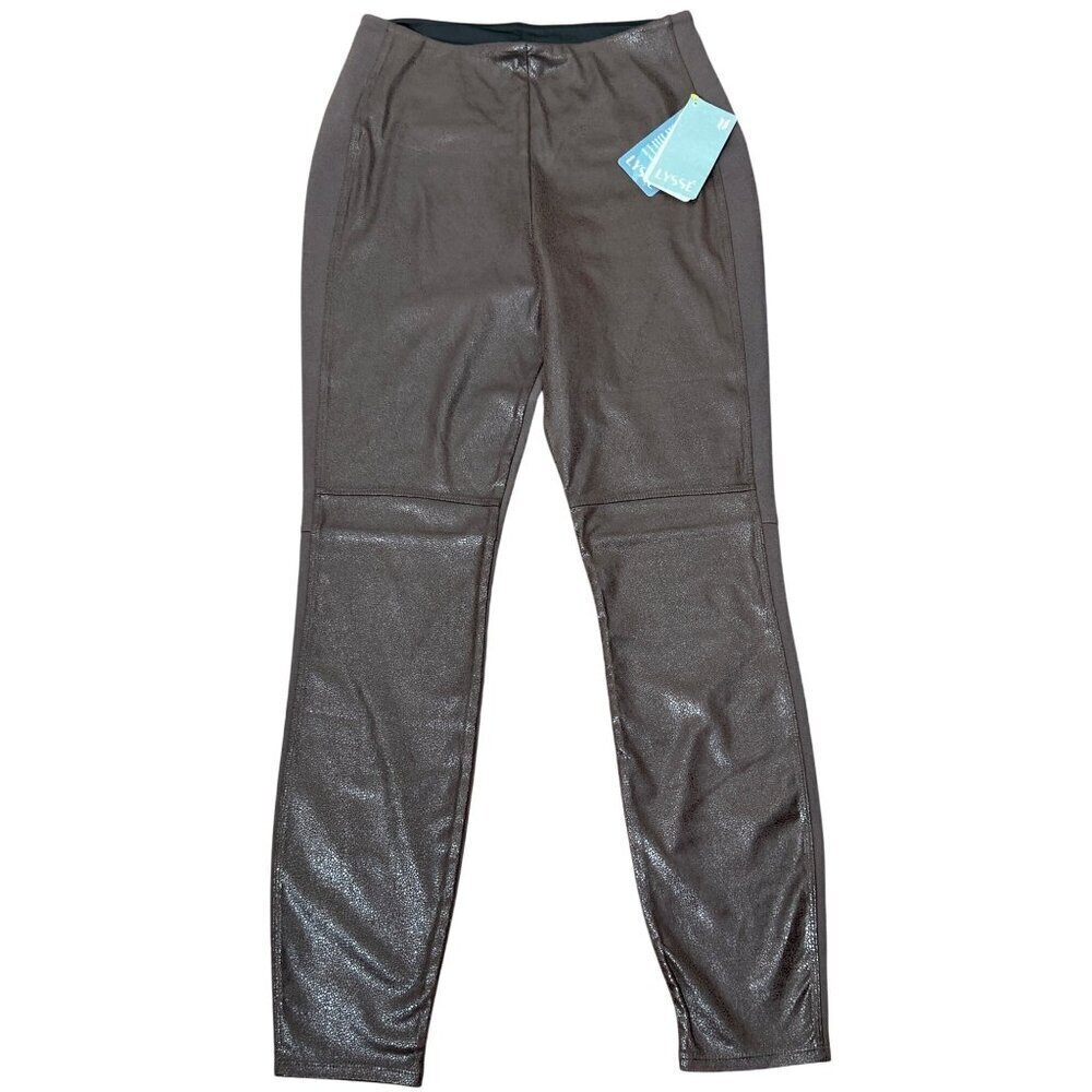 LYSSE Vegan Leather Textured Leggings Espresso (Brown) Sz M (8/10) NWT